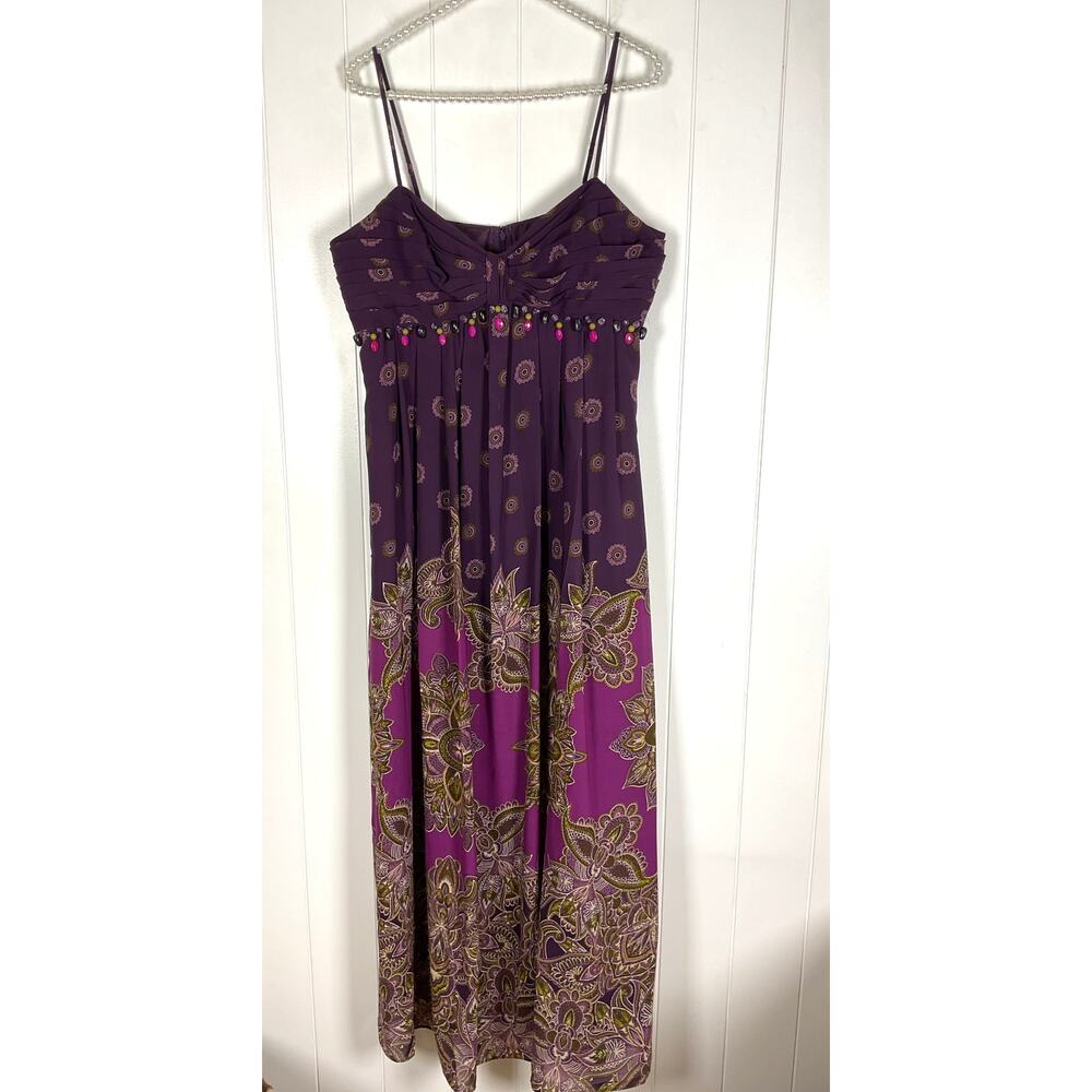 Eliza J Purple Beaded Spaghetti Strap Summer Maxi Dress‎ Women's Size 14